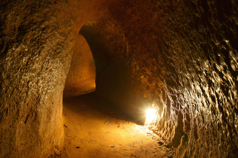 Cu Chi tunnel with underground dugout