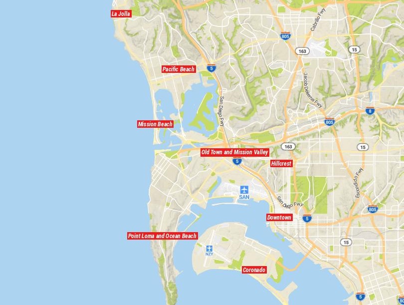 Map of Neighborhoods in San Diego