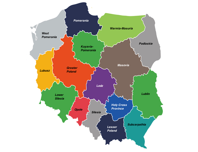 regions in Poland map