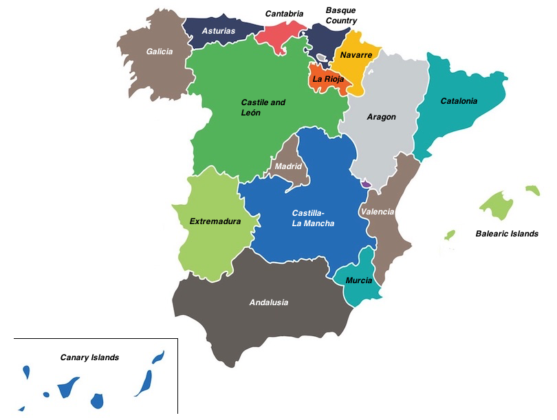 regions of Spain map